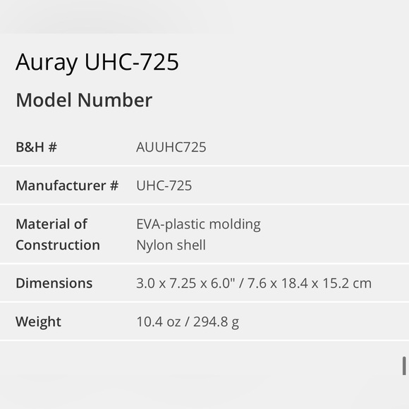 Auray UHC-725 Universal Headphones Case - Picture 5 of 5